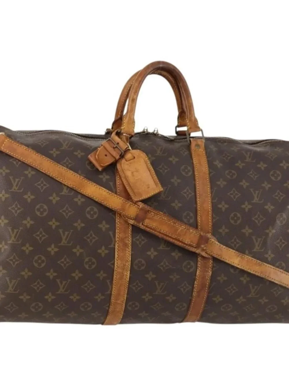 LOUIS VUITTON Monogram Keepall Bandouliere 55 Boston Bag M41414 LV Auth BA10979